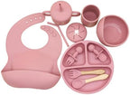 Silicone Baby Feeding Tray Dusty Pink Mealtime Plate - Image 4