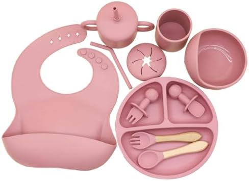 Silicone Baby Feeding Tray Dusty Pink Mealtime Plate - Image 4