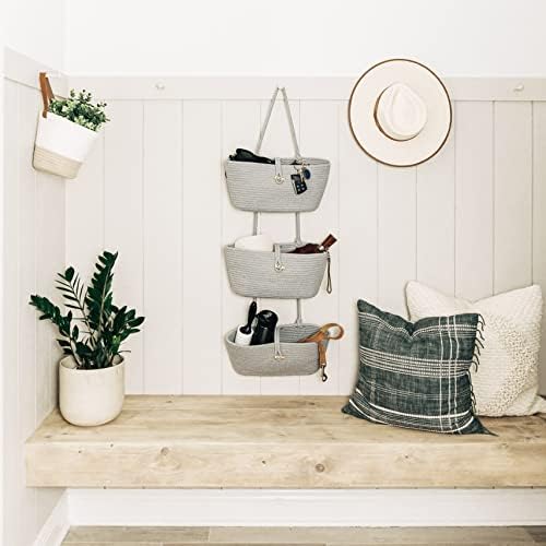 OrganiHaus Over the Door Organizer, Woven Rope Hanging Baskets - Image 5