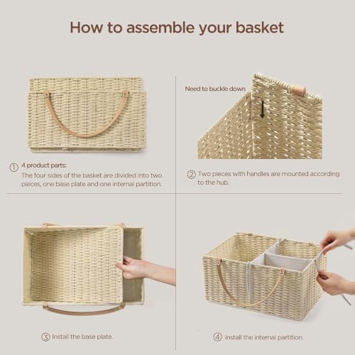 HBlife Baby Diaper Caddy Organizer, Paper Rope Storage Baskets Nursery Bin - Image 7