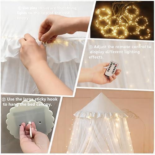 Princess Bed Canopy for Girls, Double Layer Canopy Fits Twin/Full Bed - Image 6
