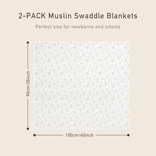 GLLQUEN BABY Muslin Swaddle Blankets 2Pk Receiving Blanket Large 35" x 40" - Image 6