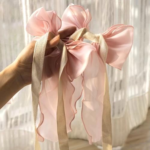 2 Pack French Silky Bow Curtain Tiebacks, Elegant Lace Ribbon - Image 3
