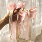 2 Pack French Silky Bow Curtain Tiebacks, Elegant Lace Ribbon - Image 3