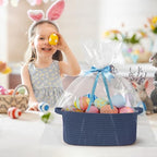 Cute Blue Woven Basket, Empty Gift Basket - Image 7