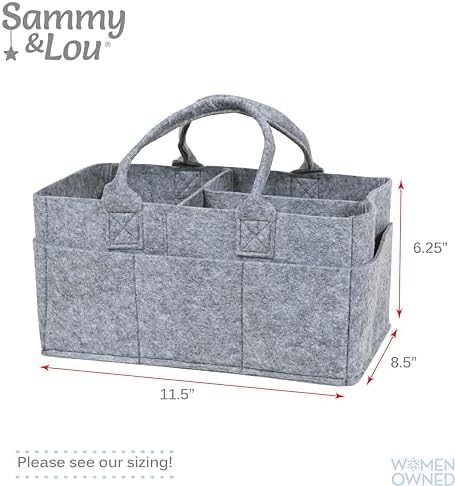 Sammy & Lou Collapsible Light Gray Felt Storage Caddy, Divided Design To Keep - Image 2