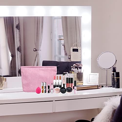 PAZIMIIK Makeup Bag Large Zipper Corduroy Make Up Pouch - Image 6