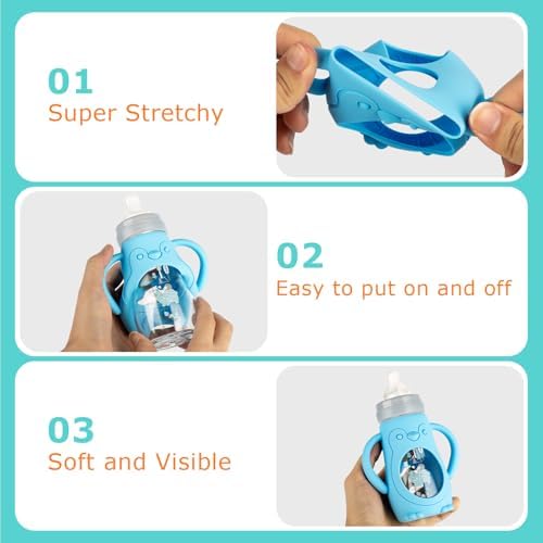 Silicone Sleeves with Handles for Mam Glass Baby Bottles 9oz, Anti Breakage - Image 6