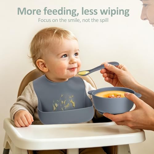 Eascrozn Silicone Bibs for Babies Toddler Set of 3, BPA Free - Image 3
