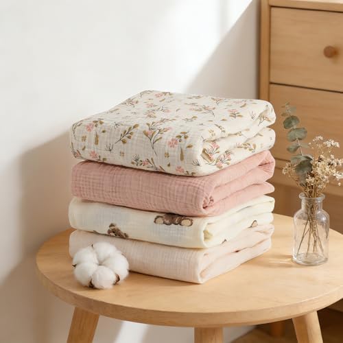Organic Crib Sheets Fitted Crib Mattress Sheet 2 Pack 52x28 Inches 100% Muslin - Image 6