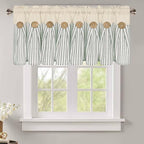 ASPMIZ Cotton Linen Kitchen Valance Curtains, Boho Rustic Button Linen Valances by ASPMIZ