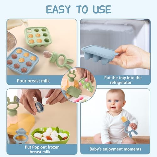 Baby Breastmilk Popsicle Molds & Babies Fruit Feeder, Infant Food Freezer Tray - Image 4