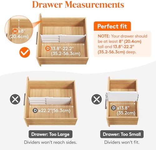 Lifewit 8" Tall Drawer Dividers, Adjustable Deep Drawer Organizer Clothes - Image 3