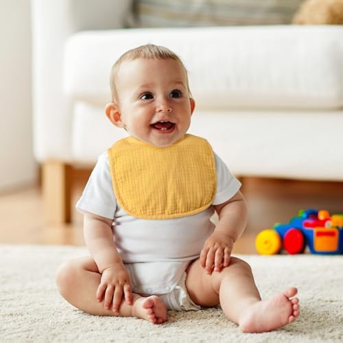 POIKSHARK 6-Pack Muslin Baby Bibs - Image 4