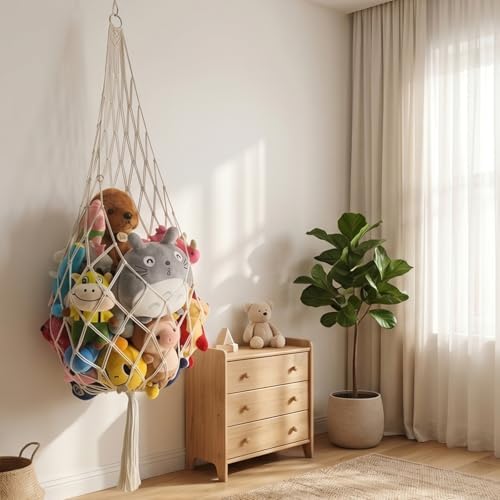 78 Inch Stuffed Animal Storage Net Corner Stuffy Hammock - Image 7
