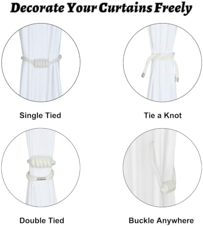 BEL AVENIR Magnetic Jute Curtain Tiebacks 2 Pack Hand-Woven Curtain Ties - Image 4