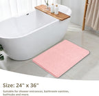 Polyester Bathroom Rug 24"x36" Pink, Non-Slip Soft Shaggy Bath Mat - Image 2