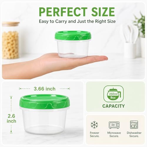 EONJOE 8oz Small Plastic Freezer Food Containers - Image 2