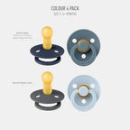 BIBS Colour Soother 4-Pack | BPA Free Dummy Pacifier | Round Nipple | Natural - Image 2