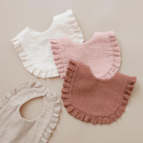 MairMore Muslin Baby Bibs, Ruffle Edge Drool Bibs - Image 6