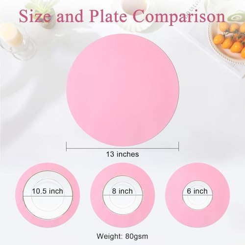 SHACOS 100 pcs Round Paper Placemats Disposable 13 inch Colored Paper Place Mats - Image 4