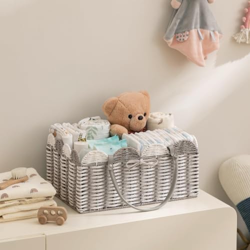 HBlife Large Baby Diaper Caddy, Paper Rope Storage Baskets Nursery Bin - Image 3