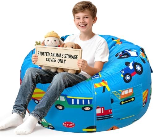 Lukeight Stuffed Animal Storage Bean Bag Chair Cover by Lukeight