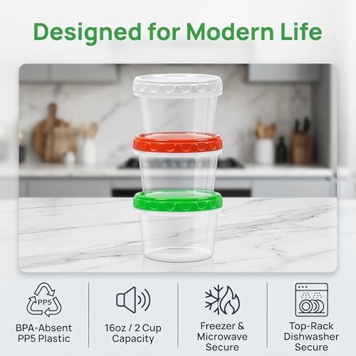 EONJOE 16oz Plastic Freezer Food Soup Containers - Image 5