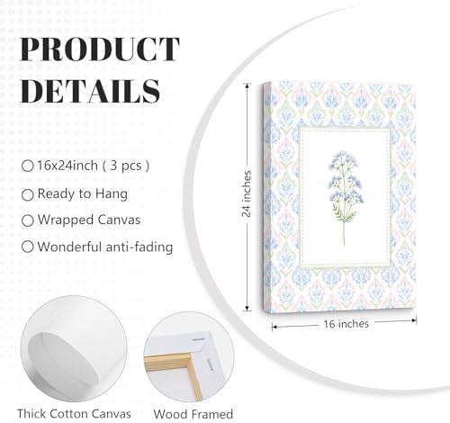 Wildflower Nursery Wall Art Decor Baby Girl Room Canvas Prints Pastel Floral - Image 2
