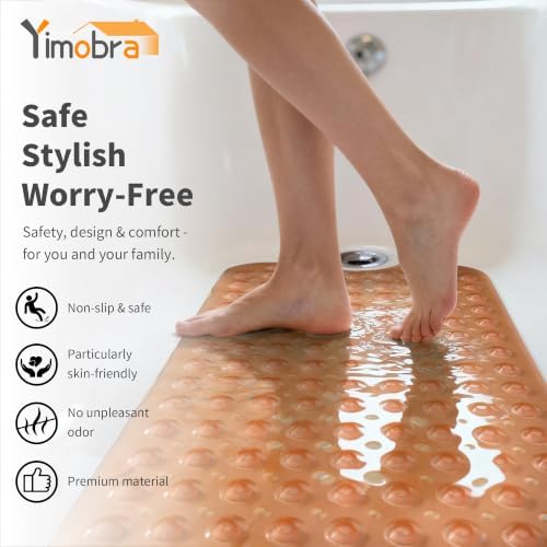 Yimobra Non Slip Bath Mat for Tub 40x16, Extra Long Bath Tub Mat - Image 5