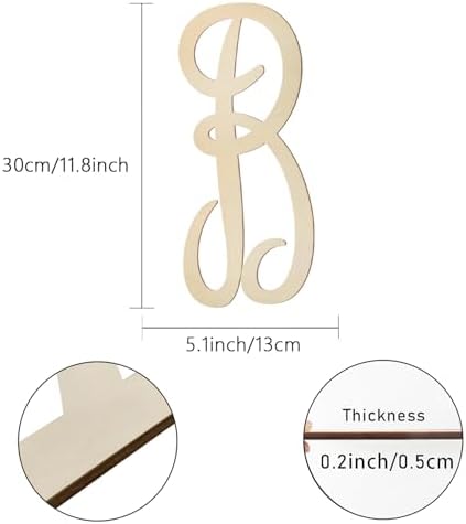 Wooden Letters 12 Inch for Wall Decor Large Cursive Wood Monogram Letters B - Image 2