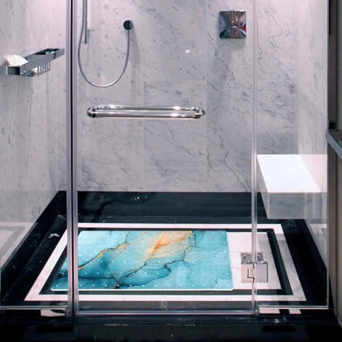 Shower Mat Non Slip 26.8 x 15.1 Inches, Marble Texture Bathtub Mat Shower Stall - Image 6