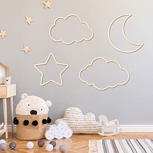 Kathfly 4 Pcs Boho Nursery Wall Decor, Cloud Moon Star - Image 6