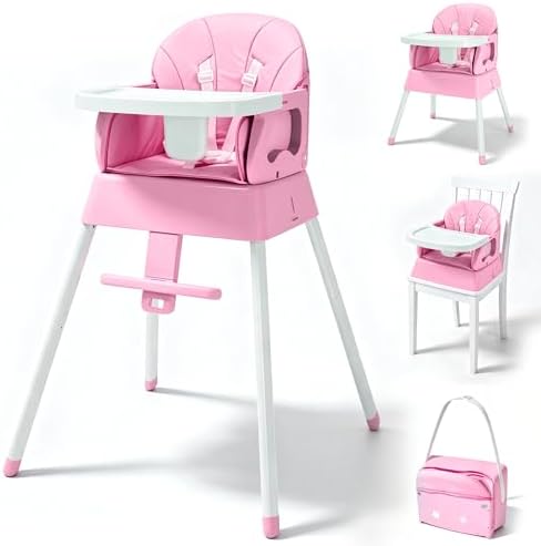 5 in 1 Foldable Baby High Chair, Convertible Highchair by BABHAMNESS