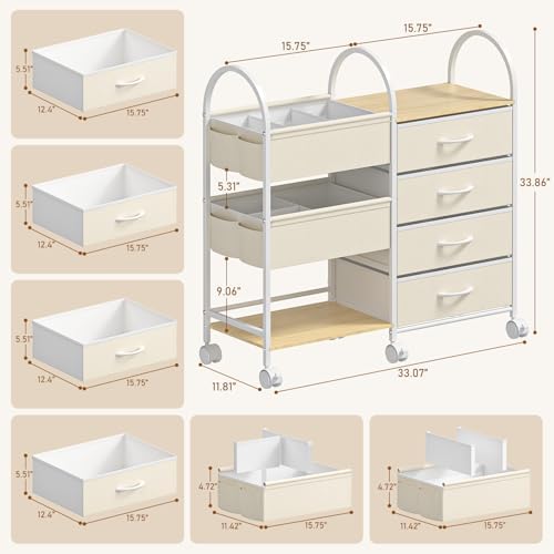 Baby Organizer and Storage Cart, 4-Tier Rolling Utility Cart - Image 2