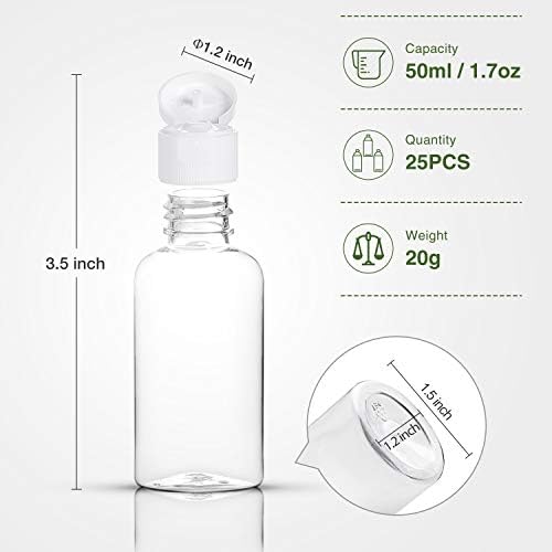 MMonDod 25 Pack 1.7oz/50ml Plastic Empty Bottles - Image 2