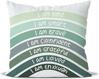 QIYUHOY Boho Sage Eucalyptus Green Rainbow Classroom Throw Pillow Covers by QIYUHOY