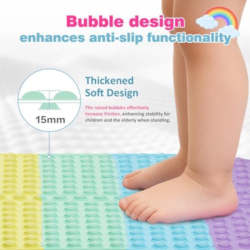 Silicone Push Pop Bath Mat – 33"x17.3" Extra Large Rainbow Bathtub Mat - Image 4