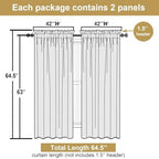 Lecloud Leia Charcoal Grey Sheer Curtains 63 Inch Length 2 Panels, Rustic Light - Image 3