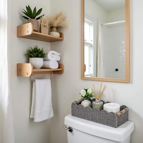 CubesLand Scalloped Toilet Paper Storage Basket W/Handle - Image 2