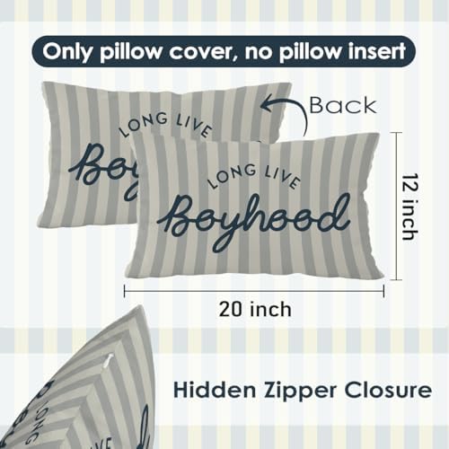 Long Live Boyhood Boys Room Throw Pillow Cover 12x20, Playroom Kids Throw - Image 7