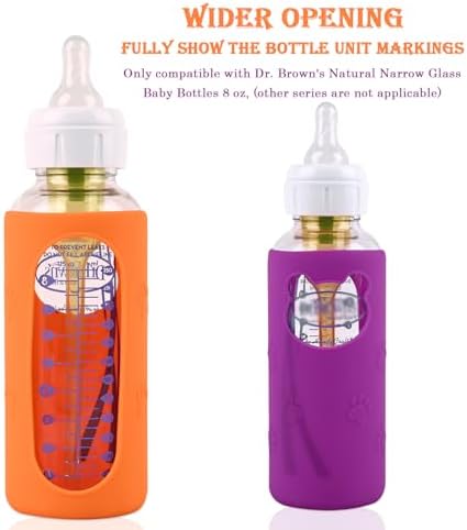 4 PCS Silicone Sleeves for Dr. Brown Natural Narrow Glass Baby Bottle 8 oz - Image 3
