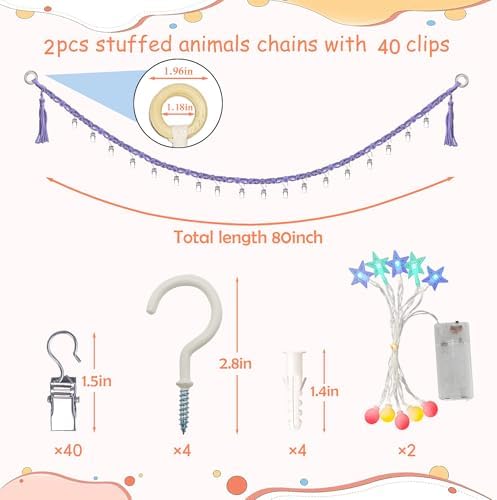 2PCS Stuffed Animals Storage Chain Organizers 80" Cotton Hanging Storage Chain - Image 2