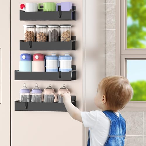 HuggieGems 4 Pack Matt Black Magnetic Spice Rack Organizer - Image 6