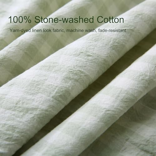 Pile Green White Gingham Ruffle Body Pillow Cover 20"x54" - Image 5
