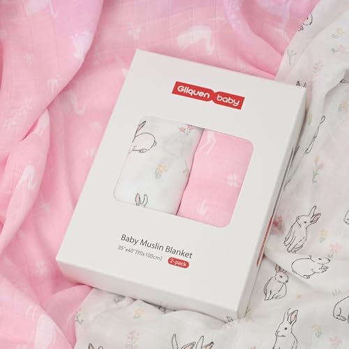 GLLQUEN BABY Muslin Swaddle Blankets 2Pk Receiving Blanket Large 35" x 40" - Image 7