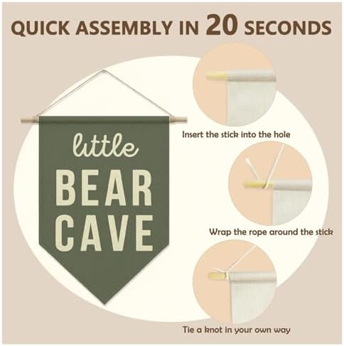 Little Bear Cave Wall Hanging Banner, Sage Green Room Decor - Image 6