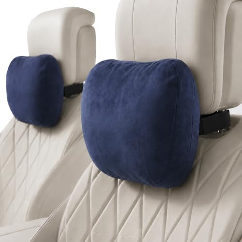 2 PCS Car Pillow for Driving Seat Soft Suede Headrest Neck & Lumbar Support by GoodpillowBetterdriver