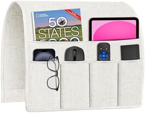 Joywell Remote Control Holder Armchair Caddy Armrest Organizer Beige White by Joywell