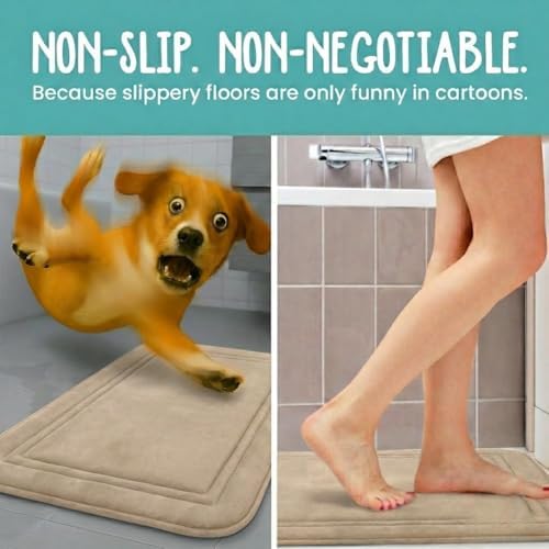 ITSOFT Memory Foam Bath Mat 24x16, Non Slip, Machine Washable, Quick Dry & - Image 4